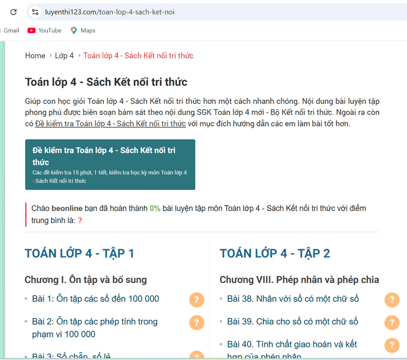 Chương trình Toán lớp 4 sách Kết Nối Tri Thức