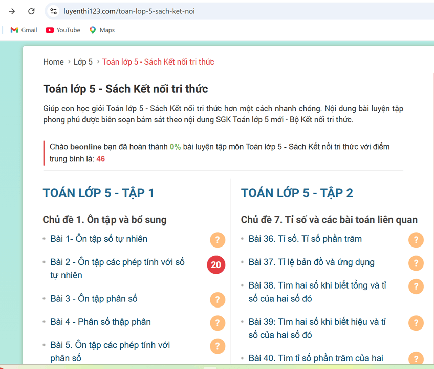 Nội dung Toán lớp 5 sách Kết Nối Tri Thức